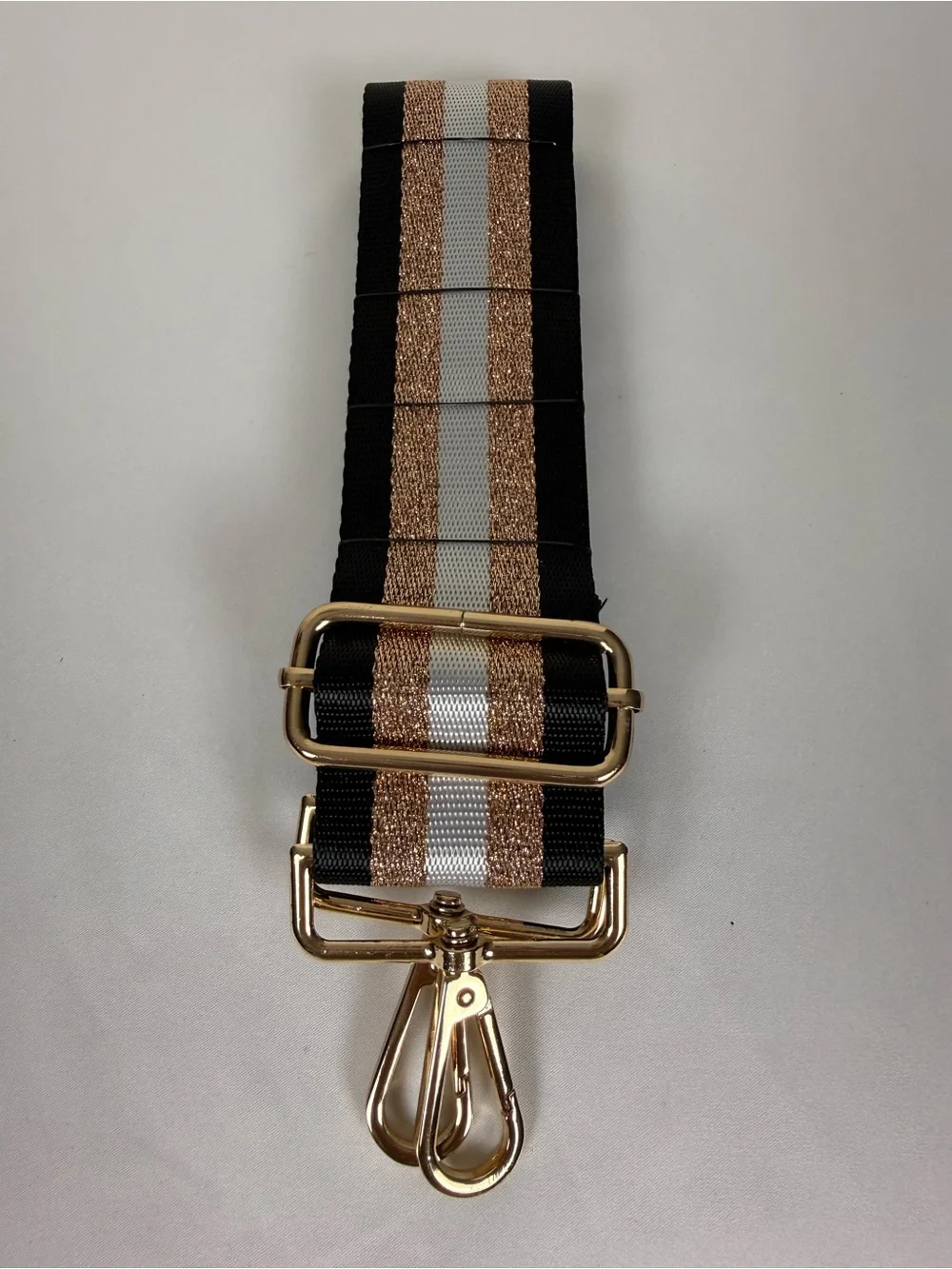 Adjustable Crossbody Bag Strap ~ 60” – Black Gold Thread Replacement Strap